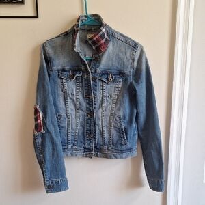 Bullhead Denim Co 90s Jacket Plaid Flannel Inserts Distressed Jean Trucker Sz.S